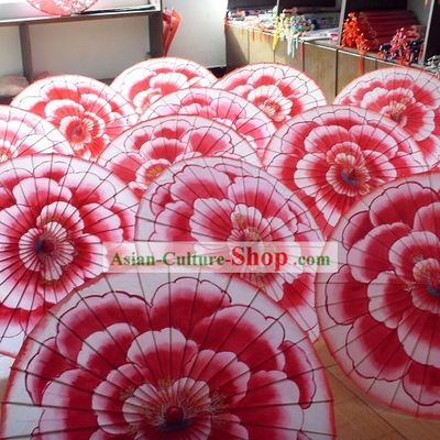 Chinese Handmade Bamboo and Silk Flower Umbrella