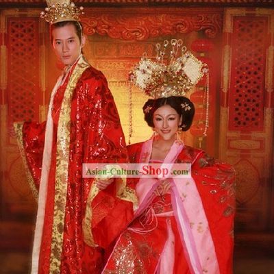 China Traditional Wedding Groom Dress and Crown Complete Set