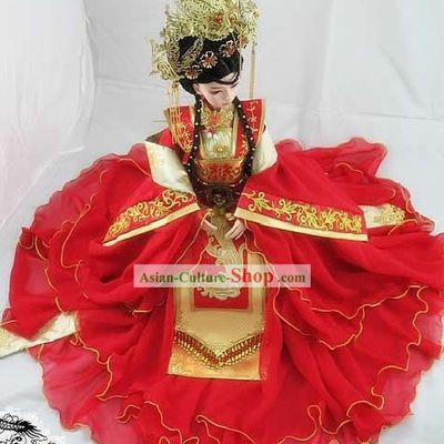 Chinese Ancient Princess Bride Wedding Dress, Hair Decoration and Wig Complete Set