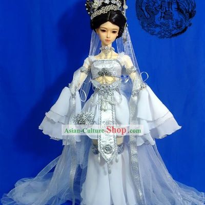 Chinese Ancient Princess Costume and Wig and Hair Accessories Complete Set