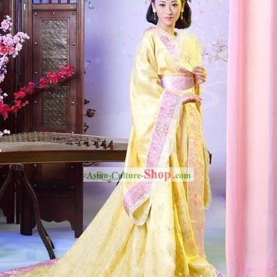 Chinese Classical Tang Dynasty Clothing Complete Set with Long Tail