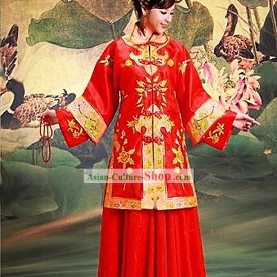Chinese Classical Mandarin Lucky Red Wedding Dress
