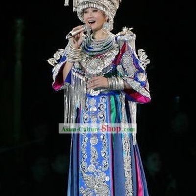 China Miao Minority Costumes and Hat Complete Set