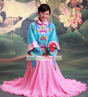 Chinese Classical Flowery Costumes Complete Set for Women