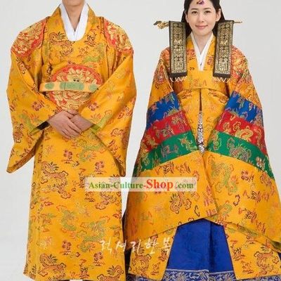 Traditional Korean Wedding Hanbok for Bride and Bridegroom