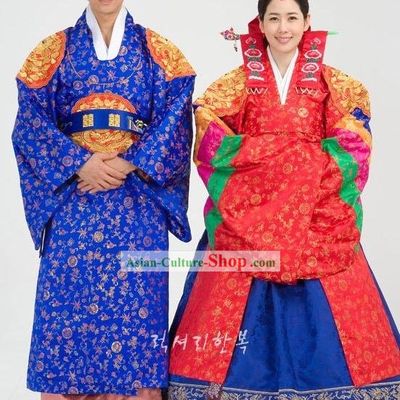 Traditional Korean Wedding Hanbok for Bride and Bridegroom