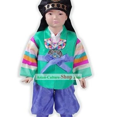 Traditional Korean Boy Hanbok and Hat Set