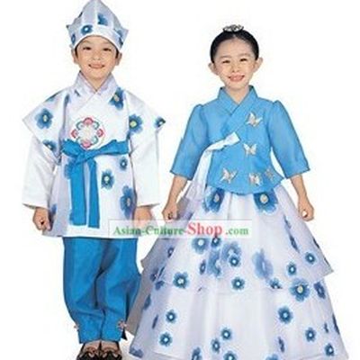 Traditional Korean Children Hanbok 2 Sets for Boys and Girls