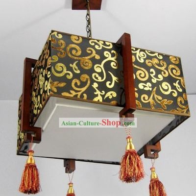Chinese Classical Wood and Fabric Hanging Lantern