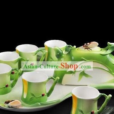 Chinese Classical Bamboo Ceramic Tea Set