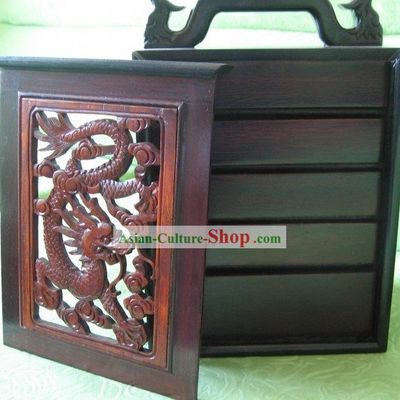 Chinese Classical Dragon Mahjong Wooden Box