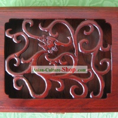 Traditional Carved Dragon Mahjong Wooden Box