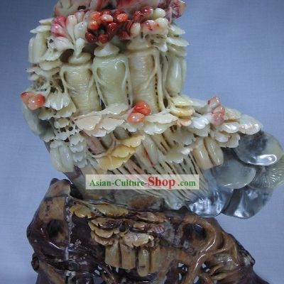 Natural Qingtian Jade Ginseng Sculpture