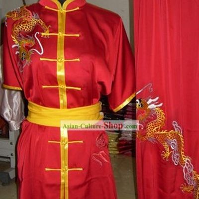 Pure Silk Embroidered Dragon Tai Chi Clothing