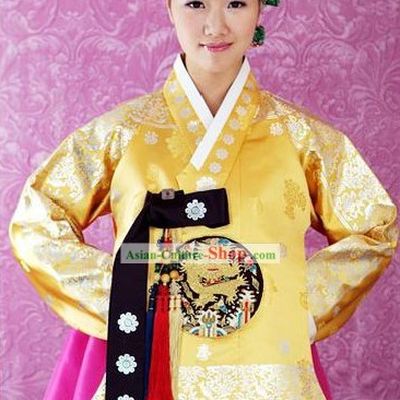 Supreme Korean Traditional Embroidered Dress and Hanbok Complete Set for Women
