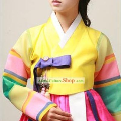 Supreme Korean Traditional Seven Colors Dress and Hanbok Complete Set for Women