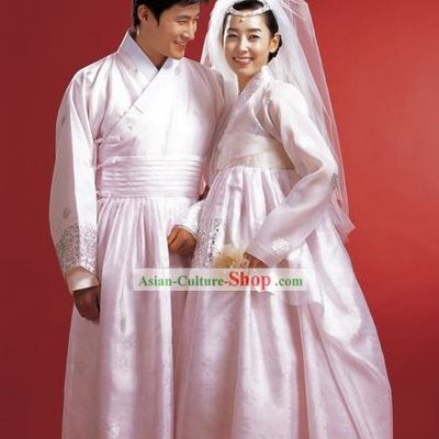 Traditional Korean Wedding Hanbok for Bride and Bridegroom