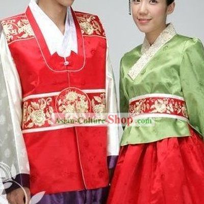 Traditional Korean Wedding Hanbok Dress for Couple