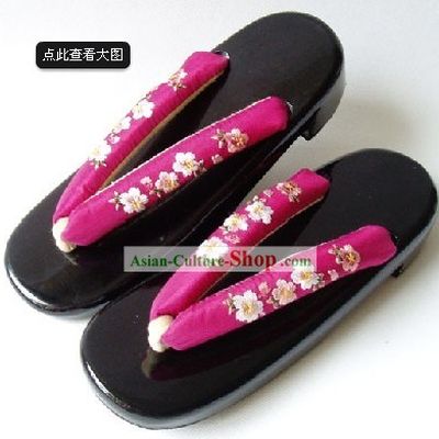 Traditional Japanese Oriental Cherry Geta Set for Women