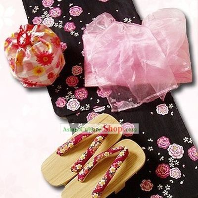 Japanese Yukata Female Kimono Complete Set