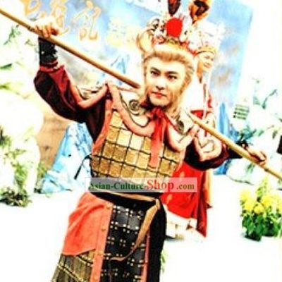 Chinese Traditional Sun Wukong (Monkey King of Journey to the West) Costumes and Hat Complete Set