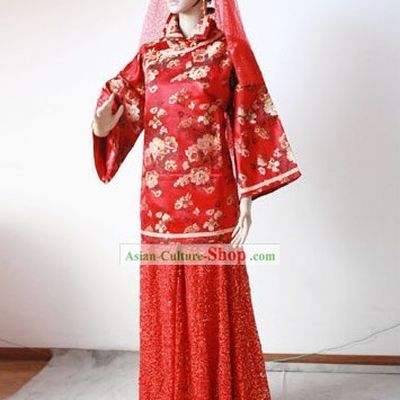 Chinese Stunning Mandarin Lucky Red Wedding Dress for Bride