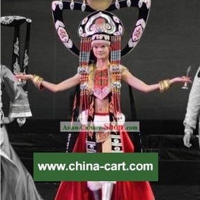 Traditional Mongolian Long Robe and Hat Complete Set