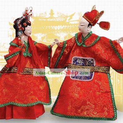 Traditional Chinese Puppets 2 Sets of Newly Wedded Couple