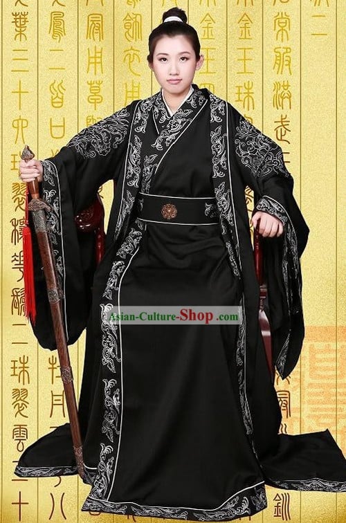 Ancient Han Emperor Embroidered Dragon Dress Complete Set