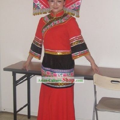 Chinese Folk Zhuang Minority Costume Complete Set