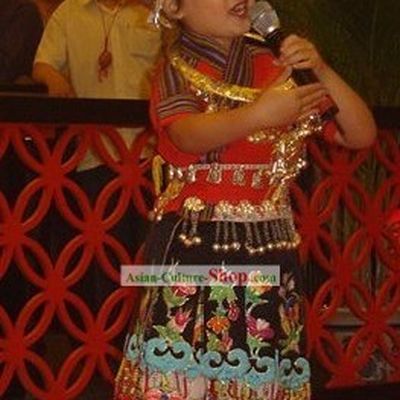 Children Miao Clothing and Silver Headdress Complete Set