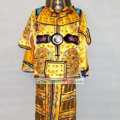 Ancient Chinese Emperor Armor Costume and Helmet Complete Set