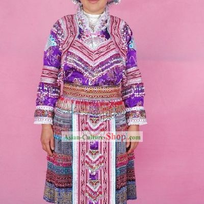 Yunnan Miao Minority Tribe Dress and Accessories Set