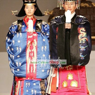 Ancient Korean Emperor and Empress Costumes 2 Sets