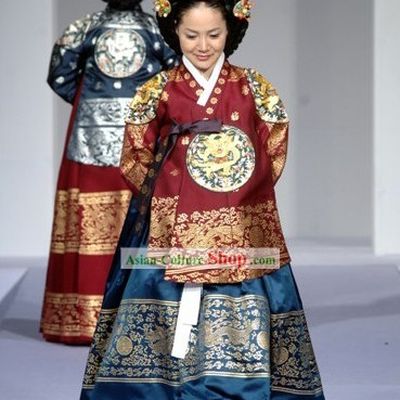 Ancient Korean Palace Empress Costumes and Wig Set