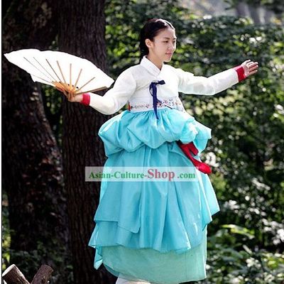 Ancient Korean Fan Dance Costumes and Fan Set
