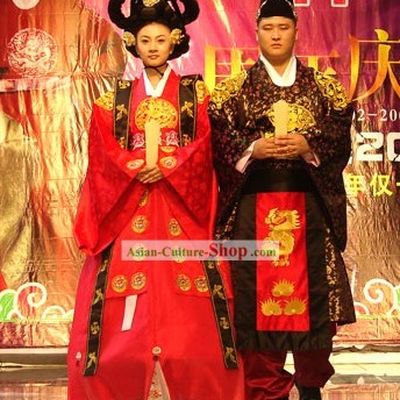 Ancient Korean Empress and Emperor Costumes 2 Sets