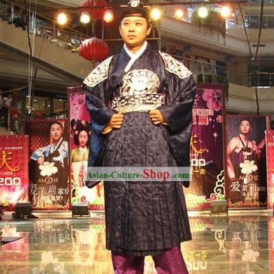 Ancient Korean Chancellor Costume and Hat Set