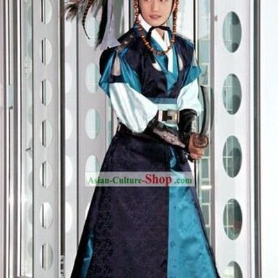Korean Male Warrior Costume National Costume Ancient Korean Official Costume and Hat Set