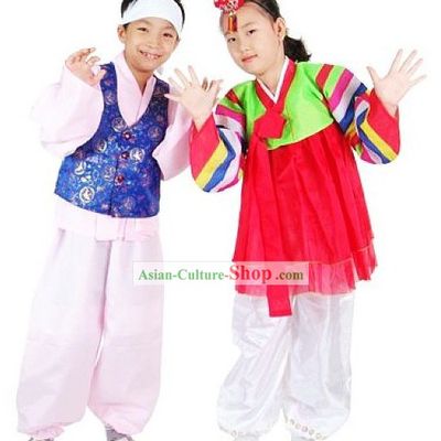 Korean Dance Costumes for Boy and Girl 2 Sets