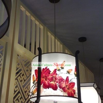 Chinese Original Kapok Flower Painting Hanging Lantern