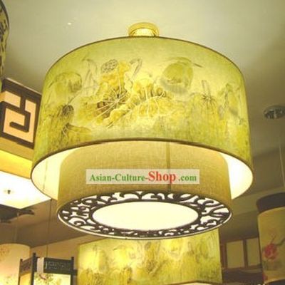 Chinese Traditional Flower Painting Large Ceiling Lantern