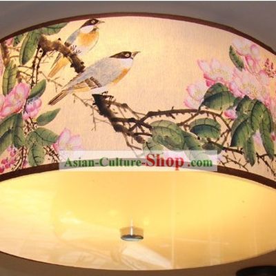 Chinese Traditional Flower and Bird Original Painting Ceiling Lantern