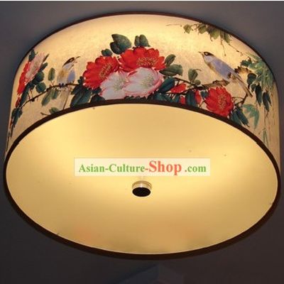 Chinese Traditional Flower and Bird Original Painting Ceiling Lantern