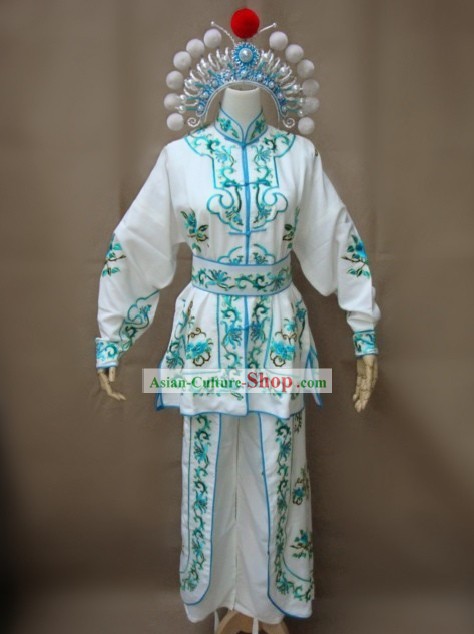 Peking Opera White Snake Fighting Costume and Headpiece