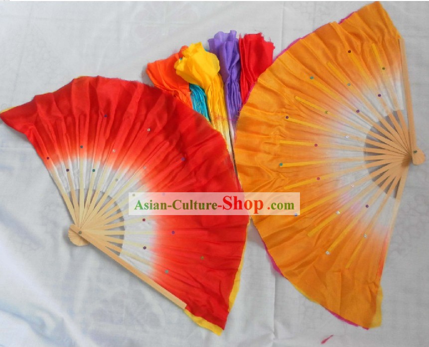 Two Colours Double Sides Silk Dance Fan