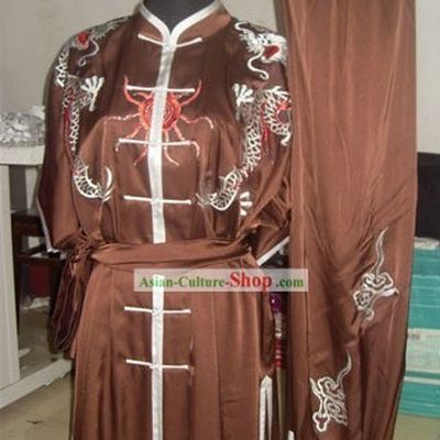 Double Dragons Playing Ball Silk Kung Fu Uniforms