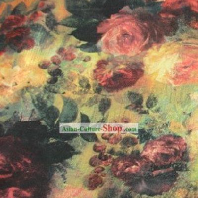 Oilpainting Rose Silk Fabric
