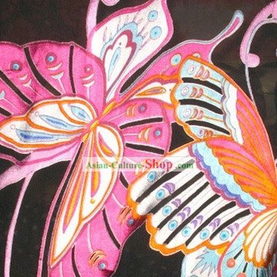 Black Butterfly Silk Fabric