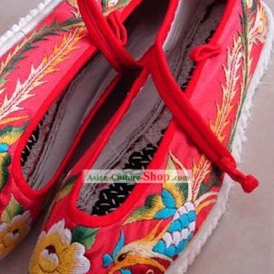 Chinese Traditional Embroidery Phoenix Wedding Shoes
